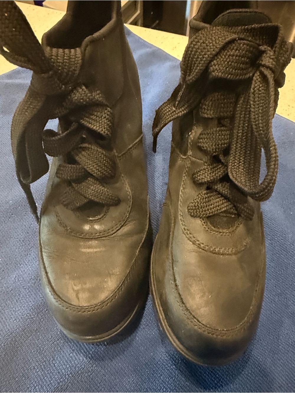Sorel Black Lace-Up Leather Ankle Booties